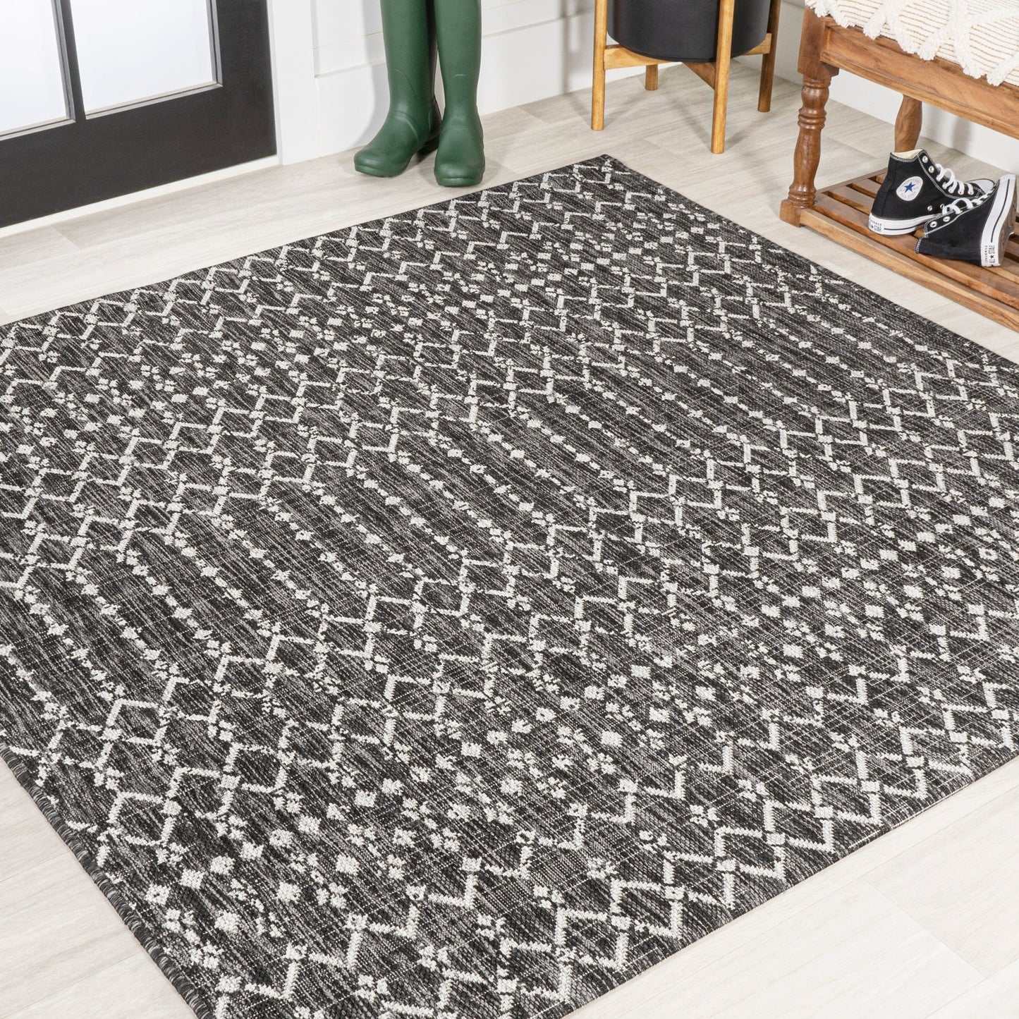 Ourika Moroccan Geometric Textured Weave Indoor/Outdoor Area Rug - Rugs