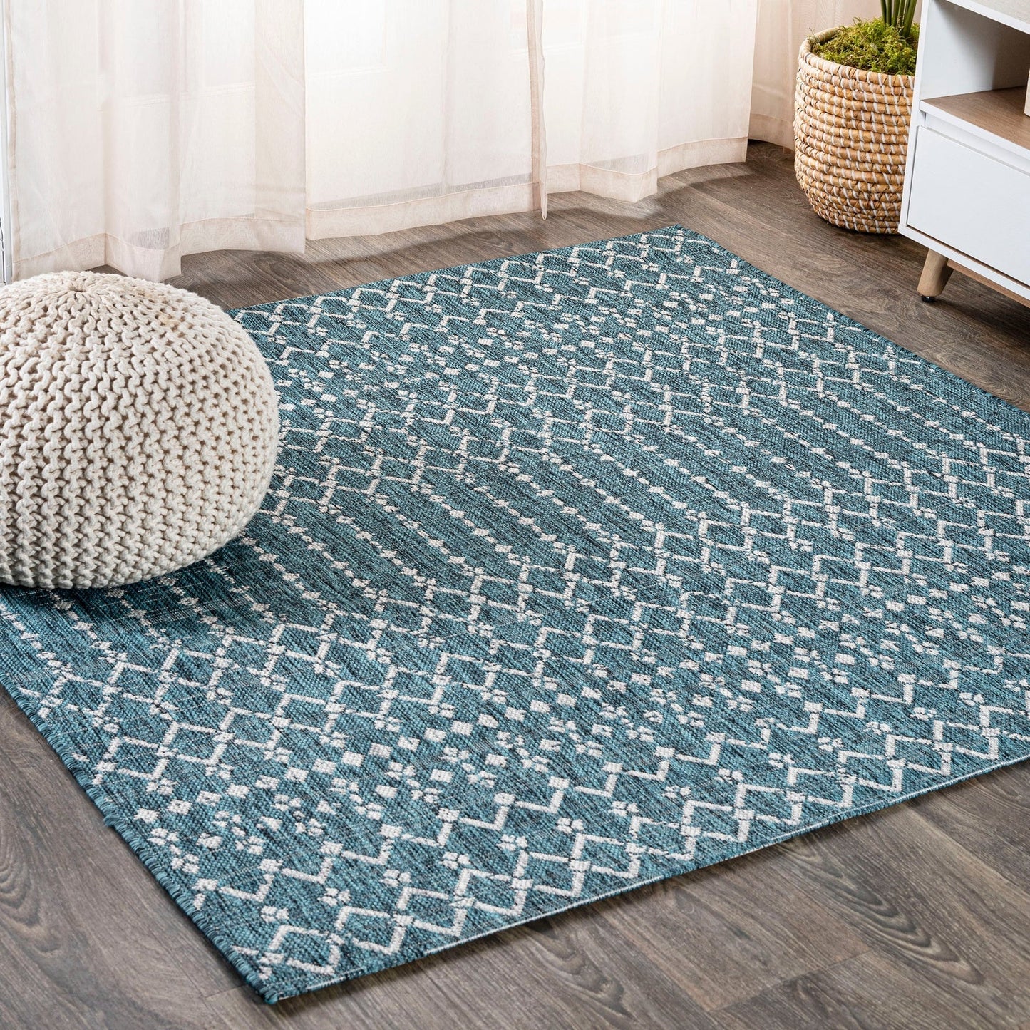 Ourika Moroccan Geometric Textured Weave Indoor/Outdoor Area Rug - Rugs