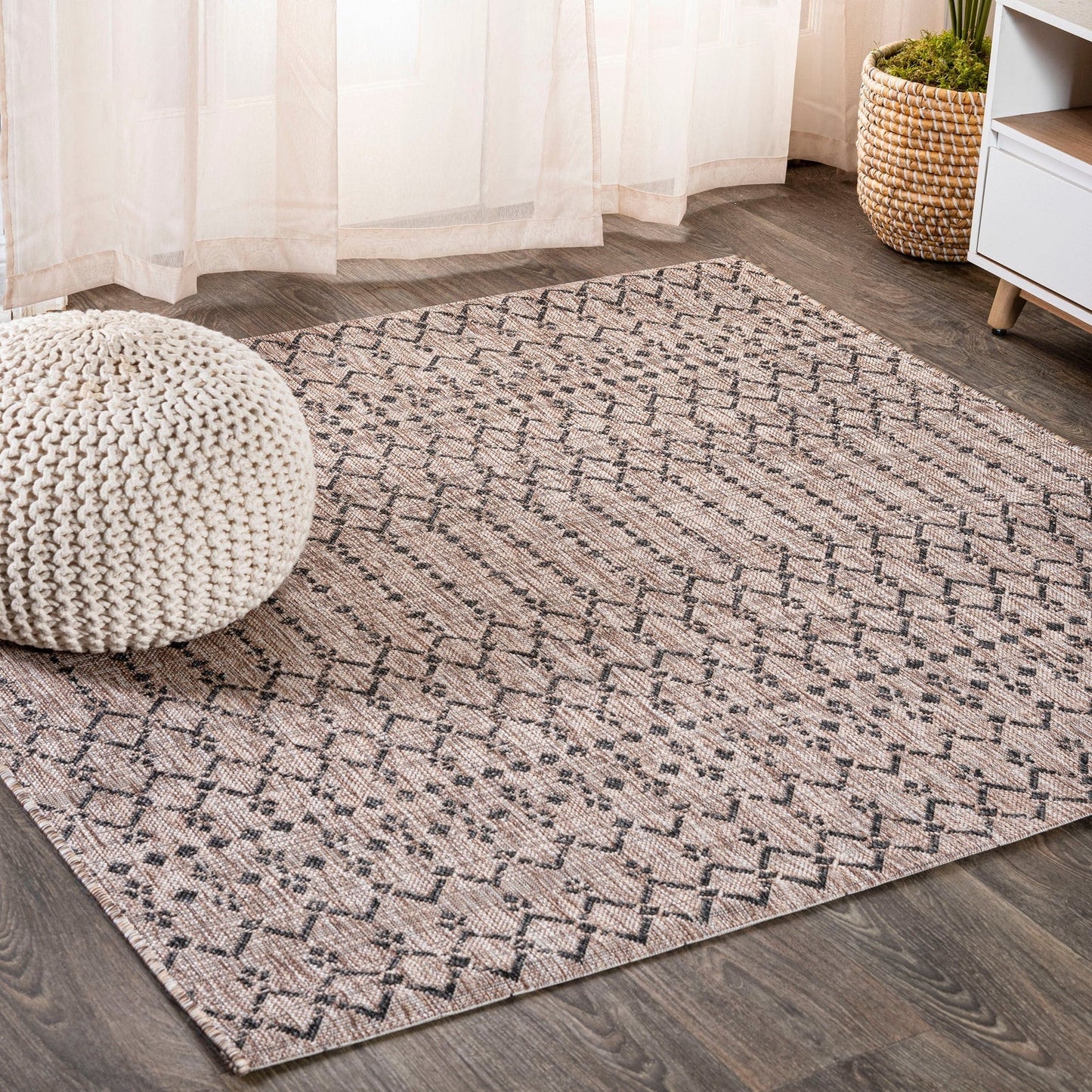 Ourika Moroccan Geometric Textured Weave Indoor/Outdoor Area Rug - Rugs