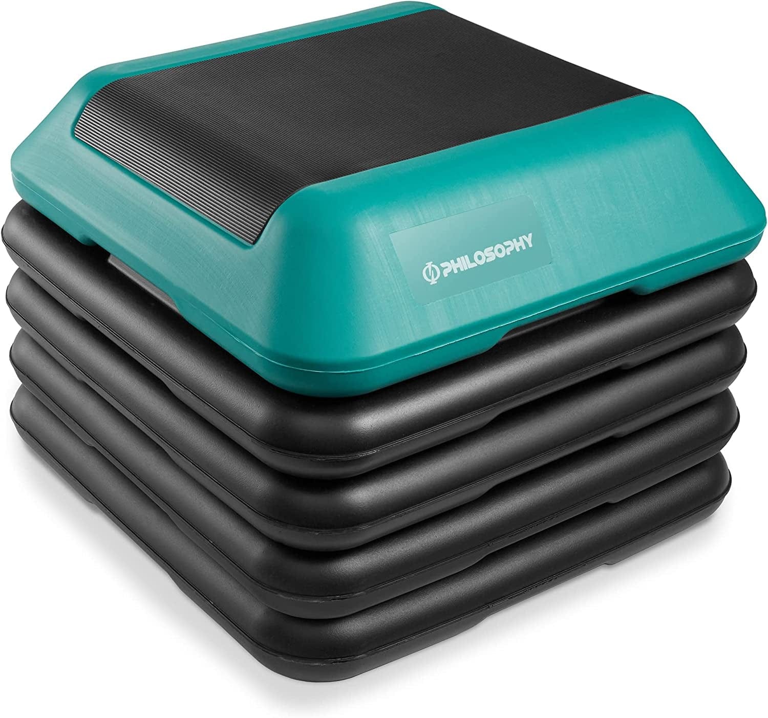 Philosophy Gym Aerobic Exercise Adjustable High Step Platform, with 4 Risers Included