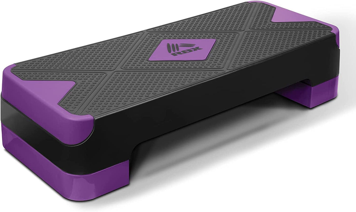 RBX Aerobic Step Platform with Non-Slip Textured Surface -2-Level Adjustable Steppers for Exercise, Compact, Lightweight, Easy-To-Store Exercise Step & Fitness Step Bench