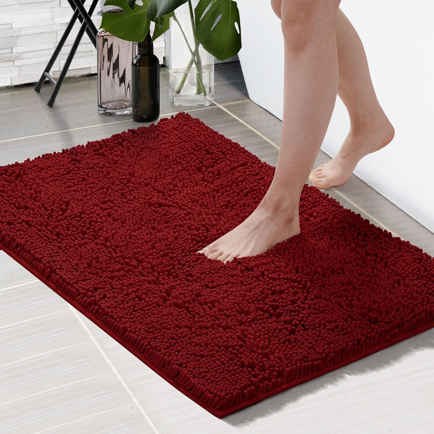 Deconovo Bath Rugs, Thick Chenille Soft Quick Dry Plush Absorbent Bathroom Rugs for Bathtub and Shower Floor
