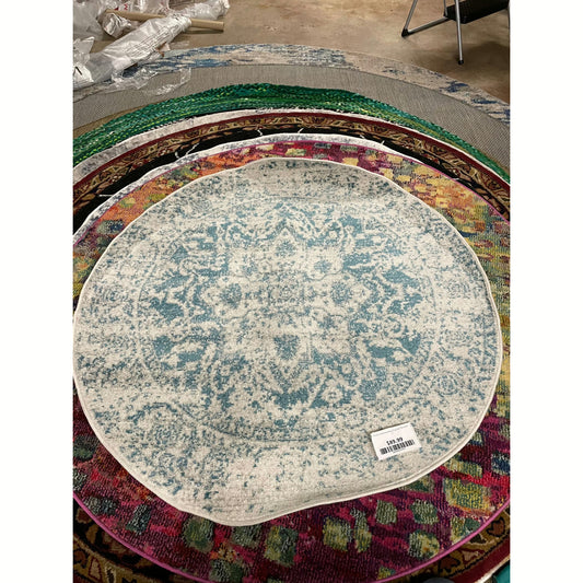 Christa Teal/Ivory Rug, Rug Size: Round 4'