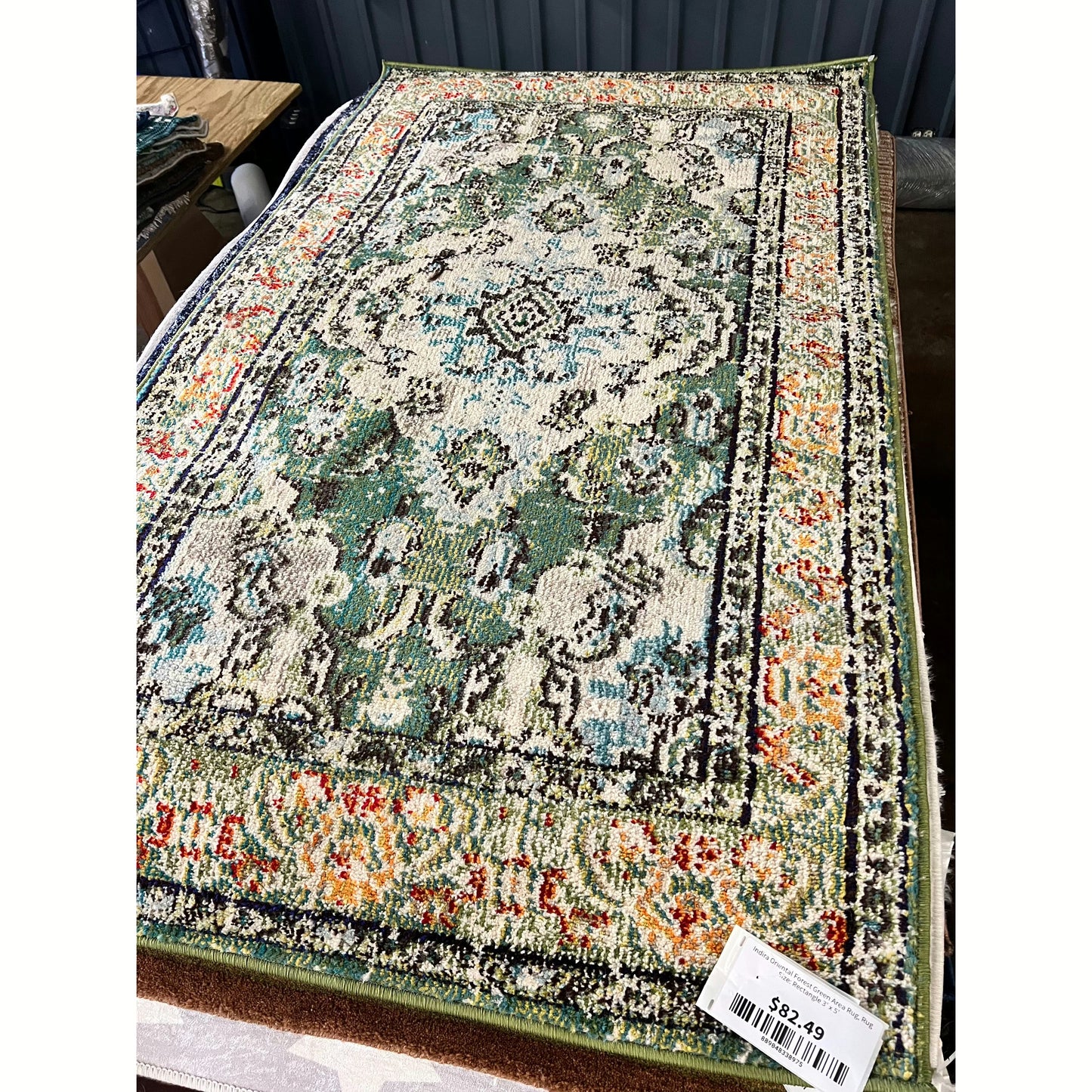 Indira Oriental Forest Green Area Rug, Rug Size: Rectangle 3' x 5'