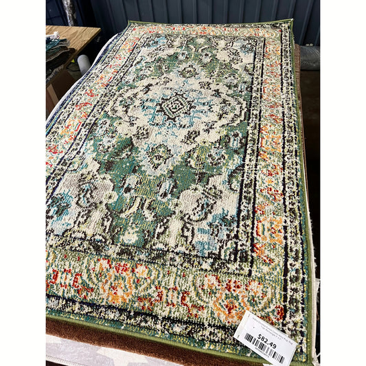 Indira Oriental Forest Green Area Rug, Rug Size: Rectangle 3' x 5'