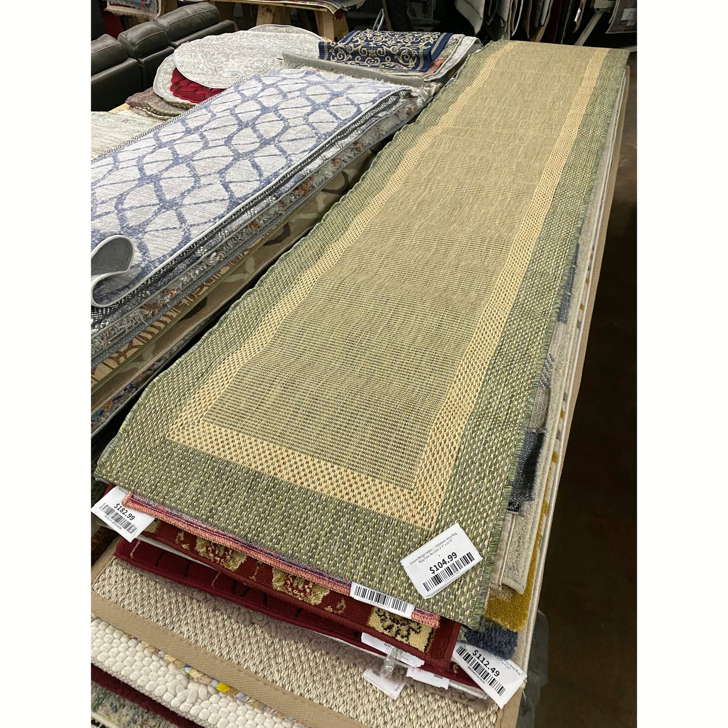 Green/Beige Indoor / Outdoor Area Rug, Rug Size: Runner 2'3" x 11'9"