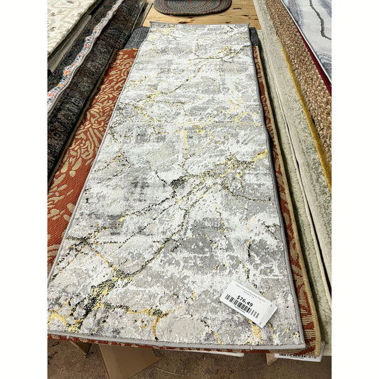 Tobias Gray/Gold Area Rug, Rug Size: Runner 2' x 6'