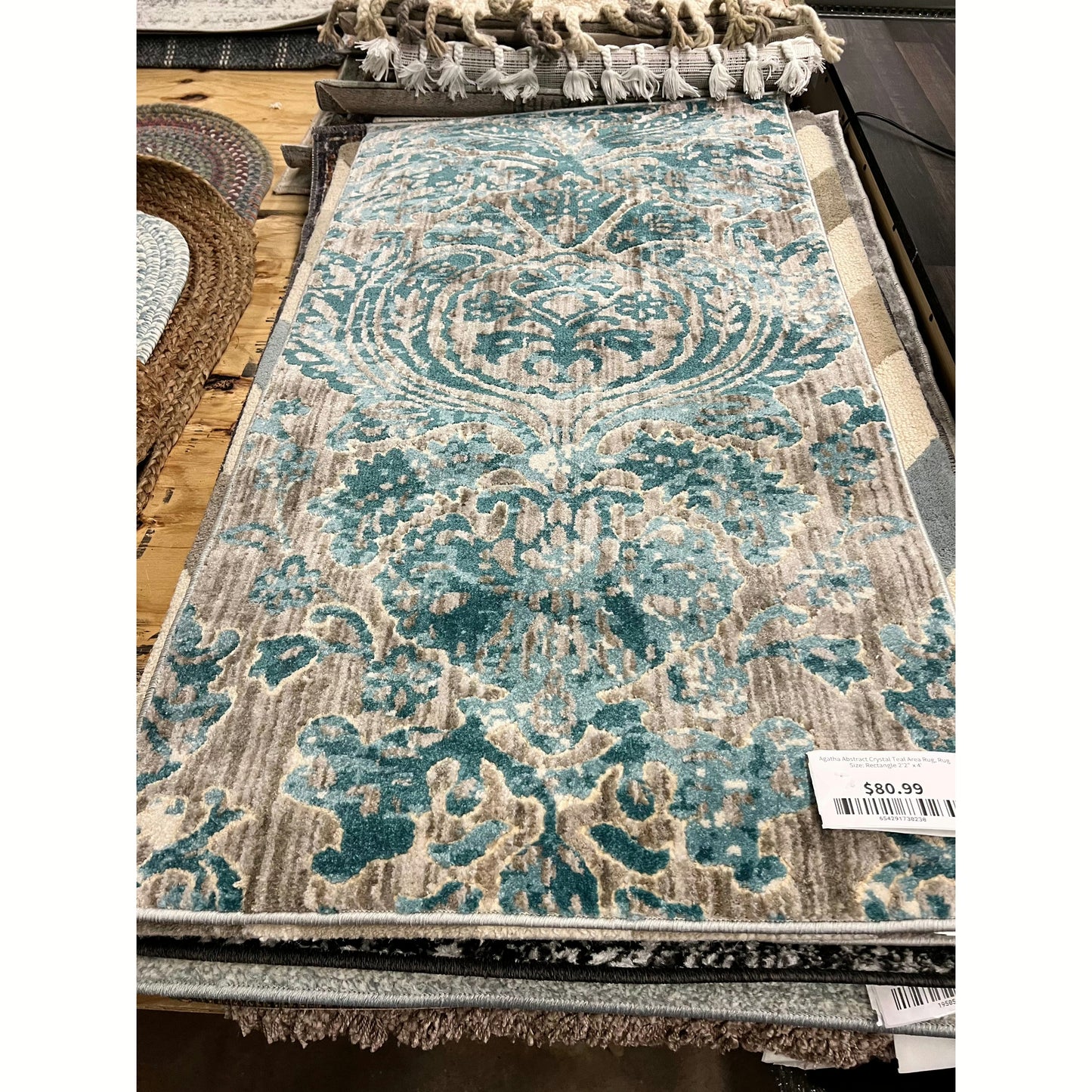 Agatha Abstract Crystal Teal Area Rug, Rug Size: Rectangle 2'2" x 4'
