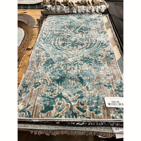 Agatha Abstract Crystal Teal Area Rug, Rug Size: Rectangle 2'2" x 4'
