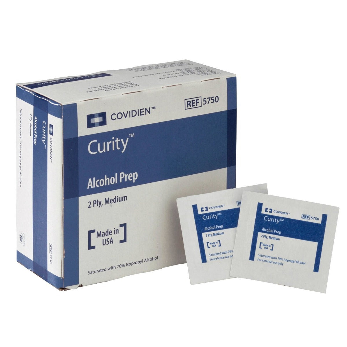 Curity Alcohol Prep Pad 4" X 5" Medium Individual Packet, Sterile Box of 200