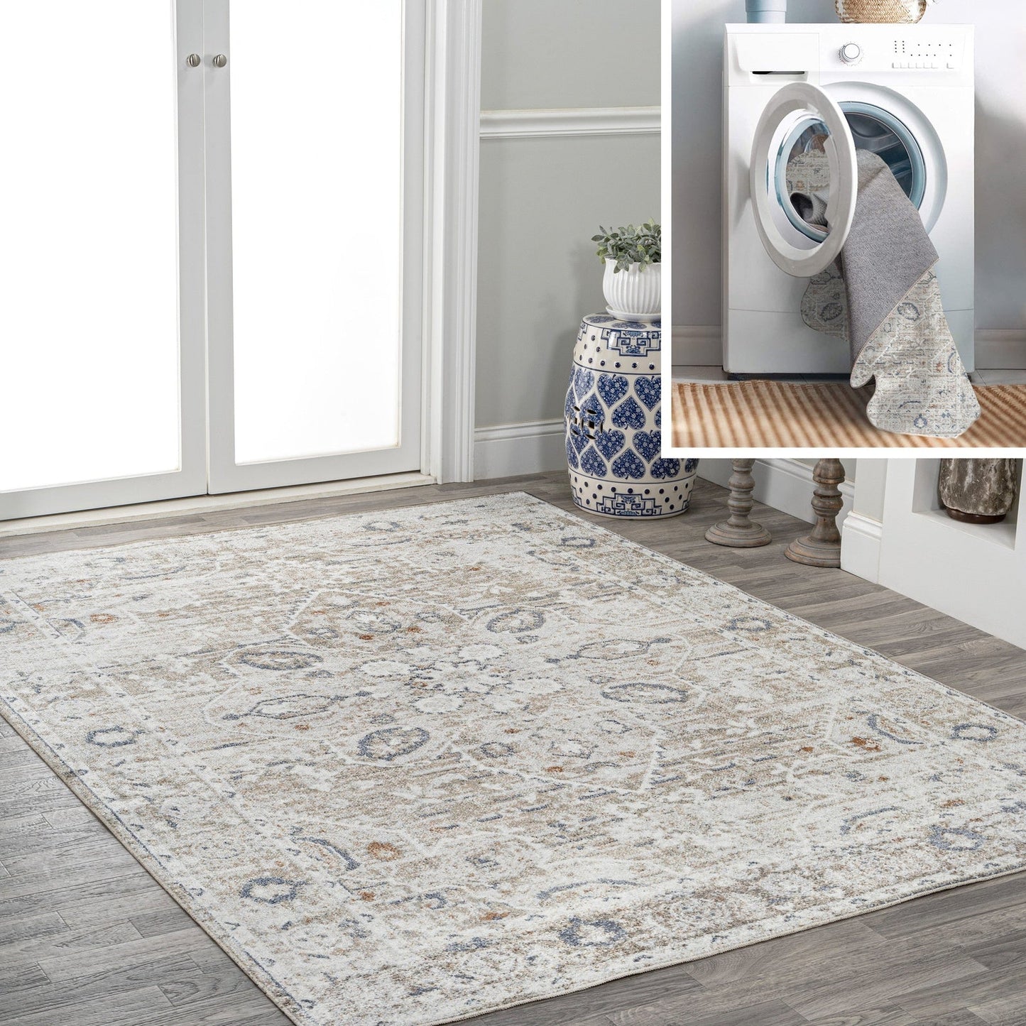 Shaii Global Medallion Low-Pile Machine-Washable Area Rug - Rugs