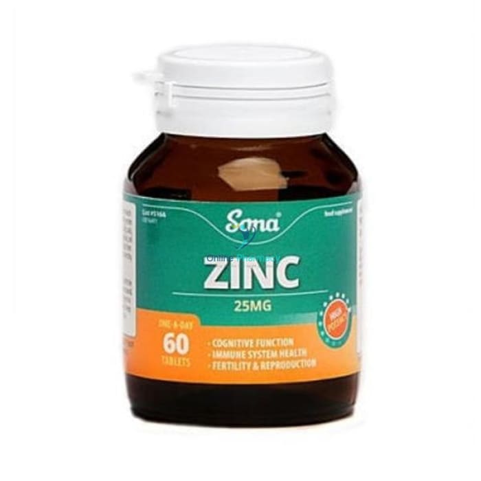 Sona Chelated Zinc 25mg Tablets - 60 Pack
