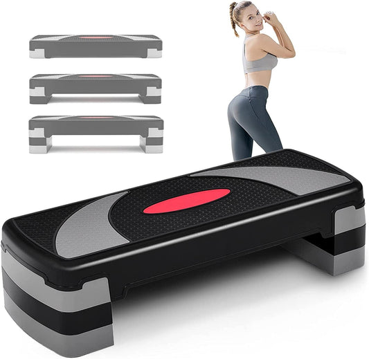 SPORFIT 31'' Exercise Step Platform,Adjustable 4''-6''-8" Aerobic Steppers for Exercise,Non-Slip Step up Exercise Platform W/Risers,Fitness Workout Aerobic Step Platform 440Lbs Capacity