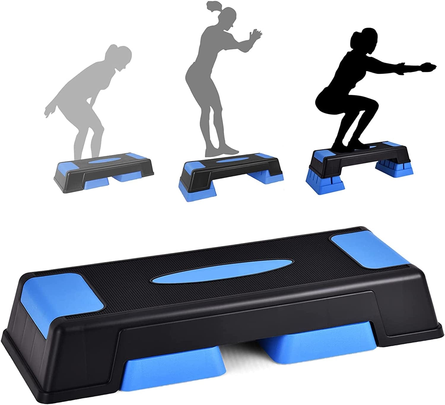 SPORFIT Aerobic Step Platform for Exercise W/Risers,Workout Step Height Adjustable 5"-7"-9",Fitness Step 450Lbs Capacity,Non-Slip Exercise Step Deck for Home/Gym…