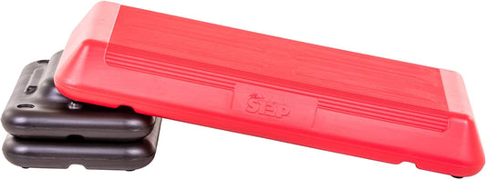 The Step (Made in USA) Freestyle Aerobic Platform - Circuit Size Red Aerobic Platform with Two Freestyle Black Risers,29 X 14.5 X 6.25,F1017W