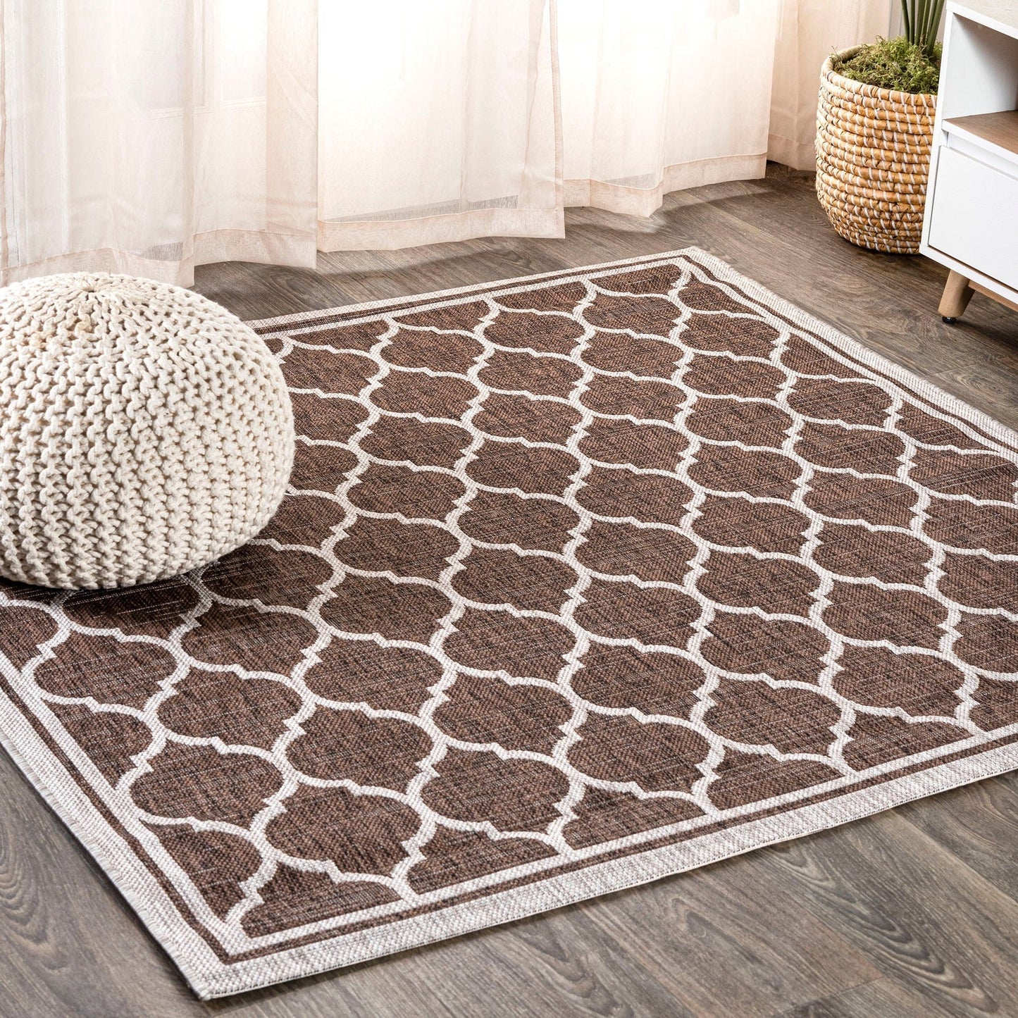 Trebol Moroccan Trellis Textured Weave Indoor/Outdoor Area Rug - Rugs