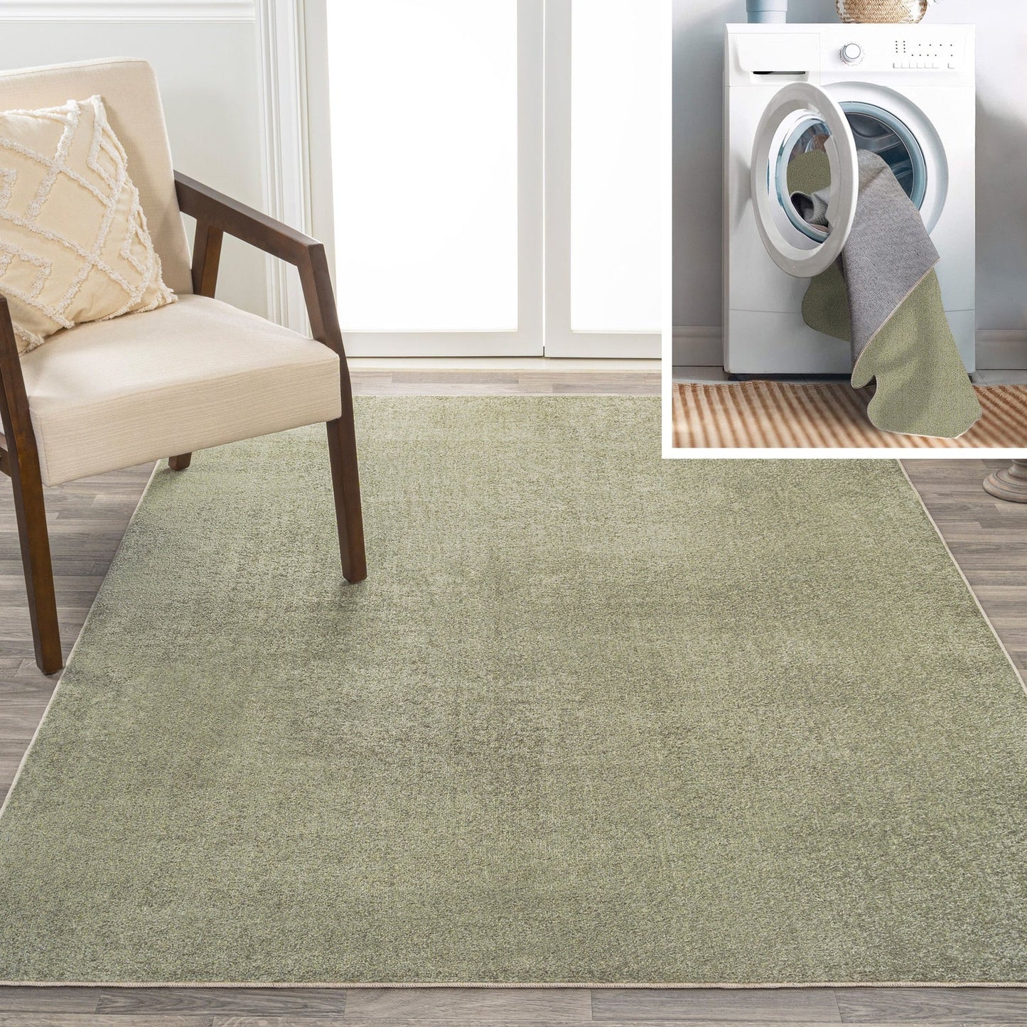 Twyla Classic Solid Low-Pile Machine-Washable Area Rug - Rugs