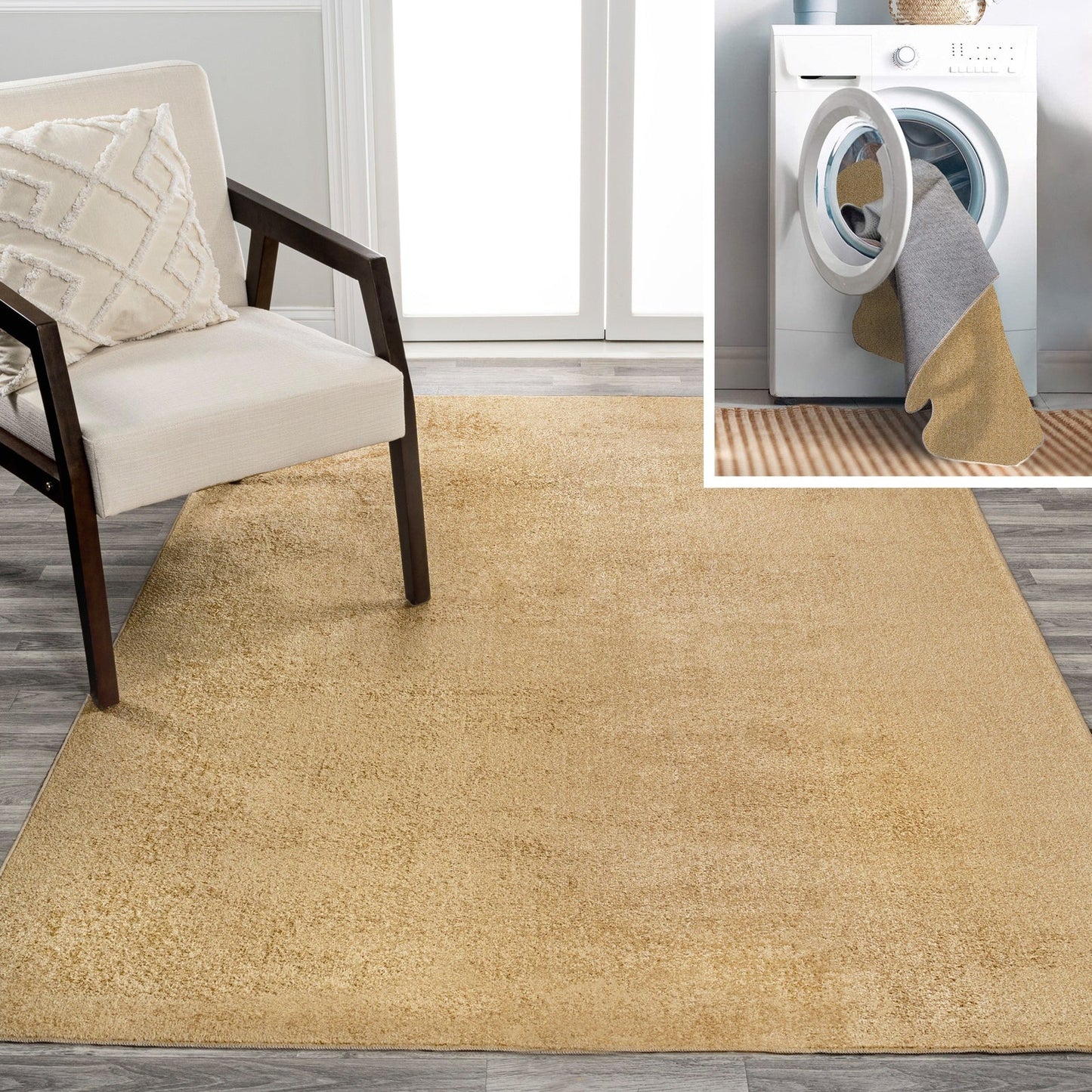 Twyla Classic Solid Low-Pile Machine-Washable Area Rug - Rugs