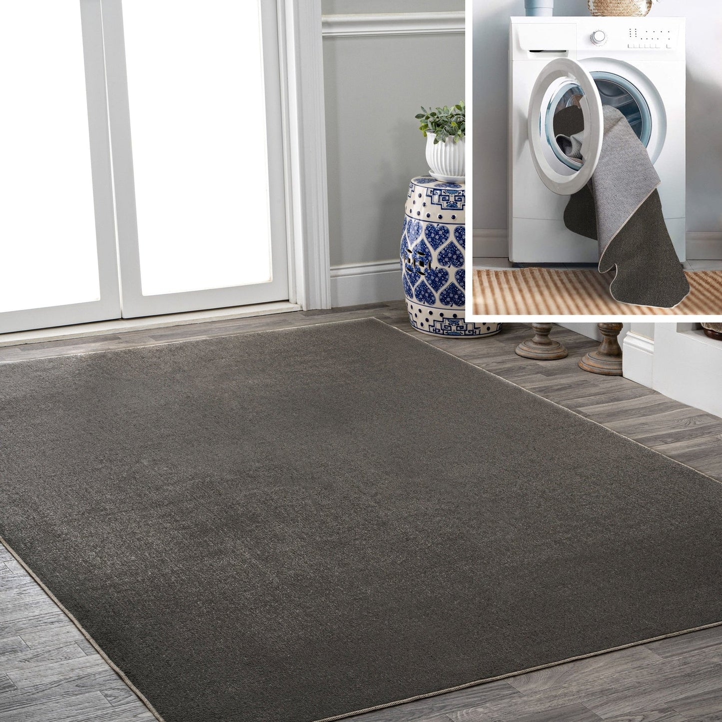 Twyla Classic Solid Low-Pile Machine-Washable Area Rug - Rugs