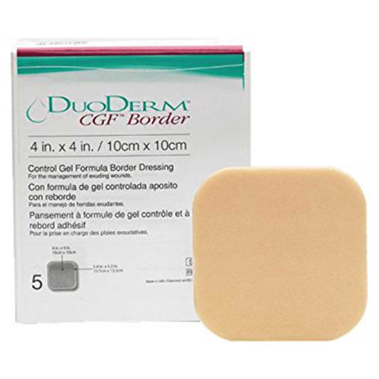 DuoDerm CGF Hydrocolloid Square Dressing with Adhesive Border - 4" x 4", Box of 5