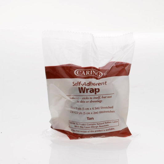 Caring Non-Sterile Latex Self-Adherent Wrap, Tan, 2" X 5 yd, Case of 36
