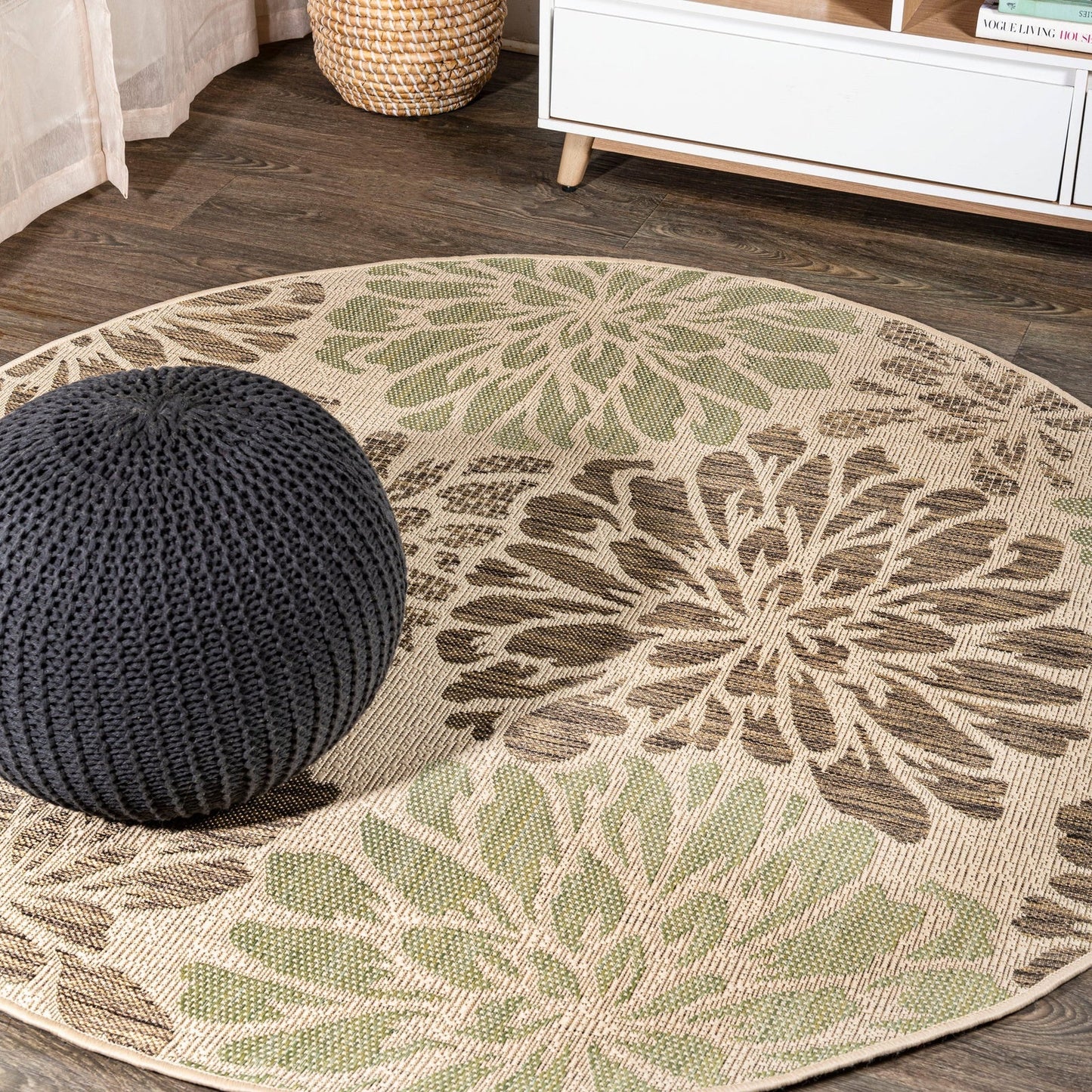 Zinnia Modern Floral Textured Weave Indoor/Outdoor Area Rug - Rugs
